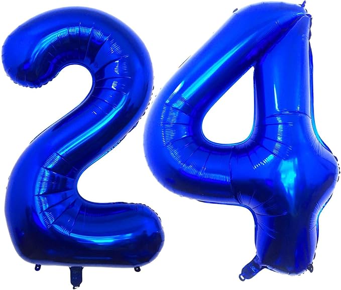 Navy Blue 24 Number Balloons, 40 Inch Giant Number 24 Balloons Foil Mylar by Lovoir