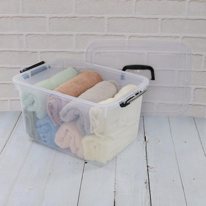 5 Liter Clear Storage Box, 4-Pack Plastic Latching Box with Lid