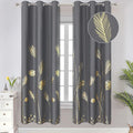 Gold Wheat and Leaf Printed Curtains Light Blocking Curtains Thermal Insulated by ESTELARTEXTILER