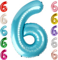 6 Balloon Numbers Birthday Decorations, 40In Pearl Blue Balloons by Mluchee