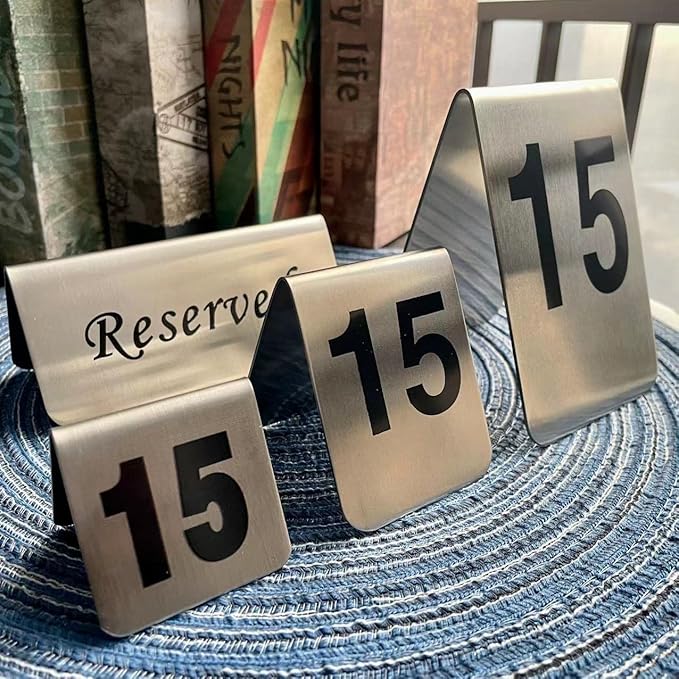10 Pcs Metal Place Cards Stackable Tent Style Table Numbers，Place Card Holders for Celebration Wedding Party Restaurants Cafes Bars Gatherings meeting Room Board Game Serial (Medium 31-40, Black)
