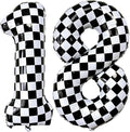 LHOAVWE Number 18 Checkered Balloons 40 Inch Giant Race Car Checkered 18 Number by LHOAVWE