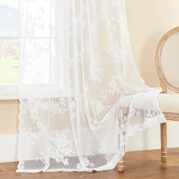 White Lace Curtains 80 Inches Long - Image 5