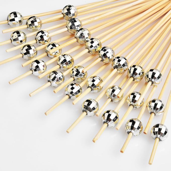 ALINK 100 Pcs Disco Ball Cocktail Picks, 4.7 in Disco Ball Decor Toothpicks by ALINK