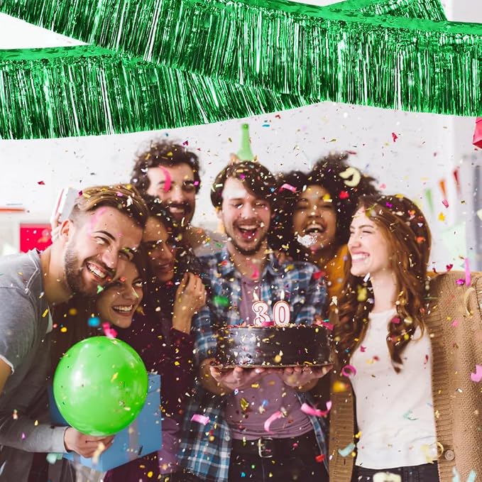 BEISHIDA Green Fringe Garland Banner 3Pack 30ft Wall Tinsel Foil Streamers | - Image 6