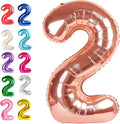 Big 40 Inch Rose Gold 2 Number Balloon Birthday Decoration, Rose Gold Number 2 by Upgesy