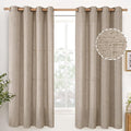 YoungsTex Oatmeal Linen Semi Sheer Curtains 63 lnch Length, Tan Drapes | by YoungsTex