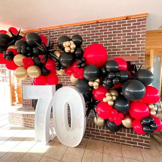 Red Black and Gold Balloons Arch Kit, 18 12 10 5 inch, - Image 7