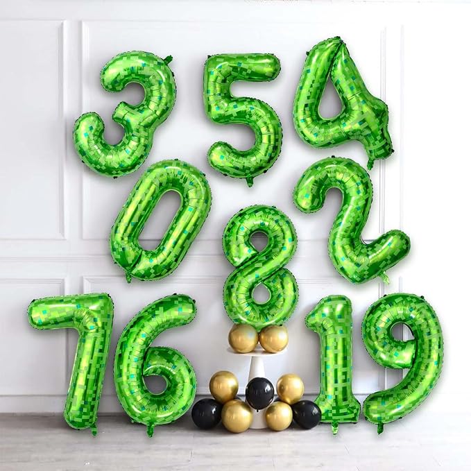 40 Inch Green Pixel Number 2 Balloon, Lime Green Large Foil Number Balloon 2nd - Image 5