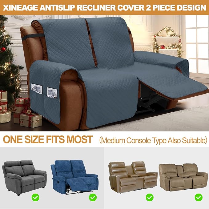 XINEAGE Water Resistant Recliner Cover, 2 Seat Loveseat Covers - Image 5