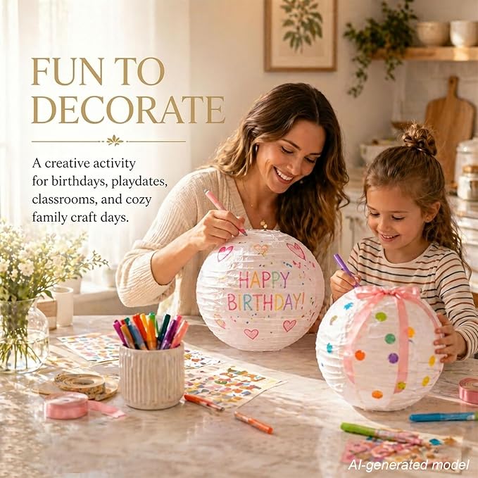 LIHAO 8 Inch White Round Paper Lanterns | Chinese Lantern, Hanging Decor - Image 7