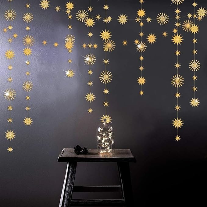 pinkblume Gold Star Party Decorations Kit Sparking Twinkle Star Garland Glitter by pinkblume