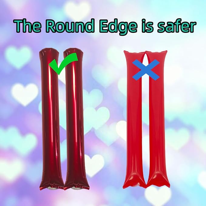 48pcs Round Head Boom Sticks Thunder Sticks Cheering Sticks Team Spirit Plastic Cheerleading Spirit Stick Clapper Inflatable Noise Maker Sports Supply (Metallic red)