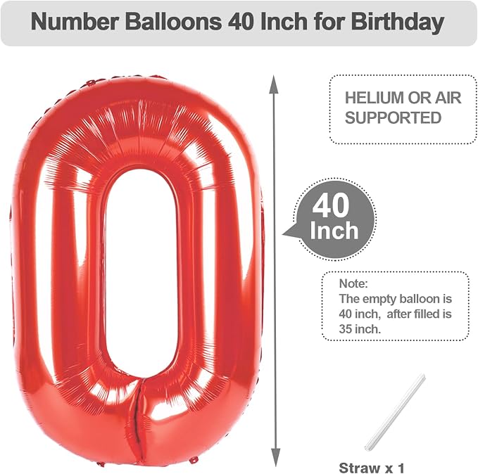 Numbers 27 Balloon 40Inch Red Balloons - Image 5