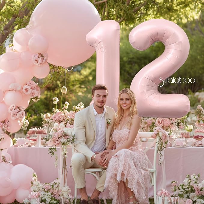 40 Inch Light Pink Number 12 Balloon 0-9 12th Foil Big Giant | Digital - Image 4