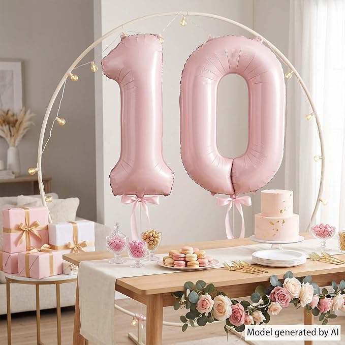 Baby Pink Number 0 Balloon 40 Inch, Foil Numeral Celebration Party Supplies | - Image 7