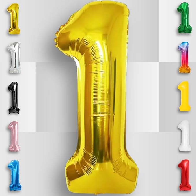 Gold Number Balloon 1 Mylar Foil Balloons 16 inch - Image 4