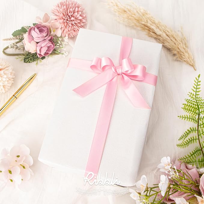 Ribbli Pink Satin Ribbon 5/8 inch x Continuous 25 Yards, Double Faced Satin Use - Image 2