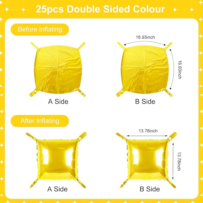 Gold Square Foil Balloons 25 Pcs Metallic Gold Balloons Wall Backdrop - Image 7