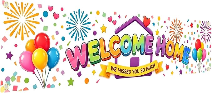 Bafode 6x1.3FT White Welcome Home Banner Sign by Bafode