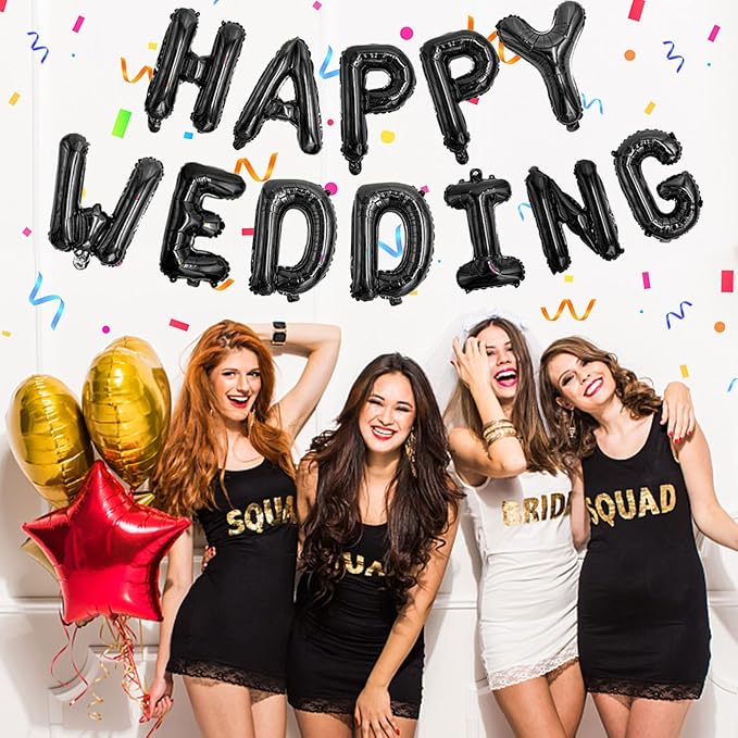 Black Happy Birthday Balloon Banner Set -16" Foil Letters Balloons | 76pcs - Image 3