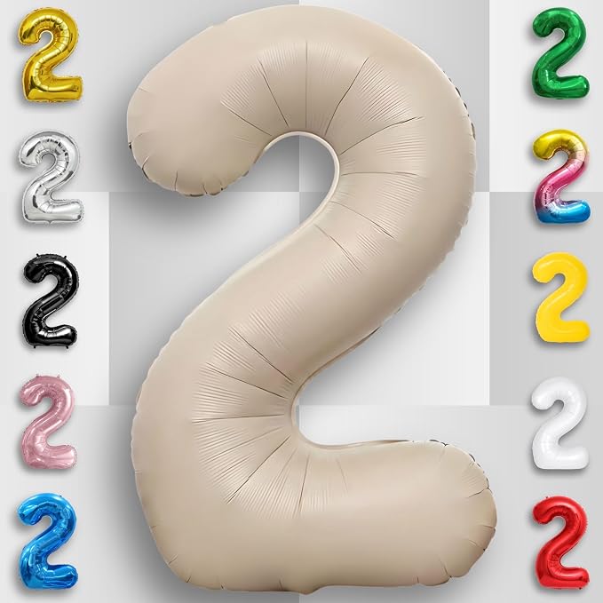 Caramel Number Balloon 2 Mylar Foil Balloons 40 inch - Image 5
