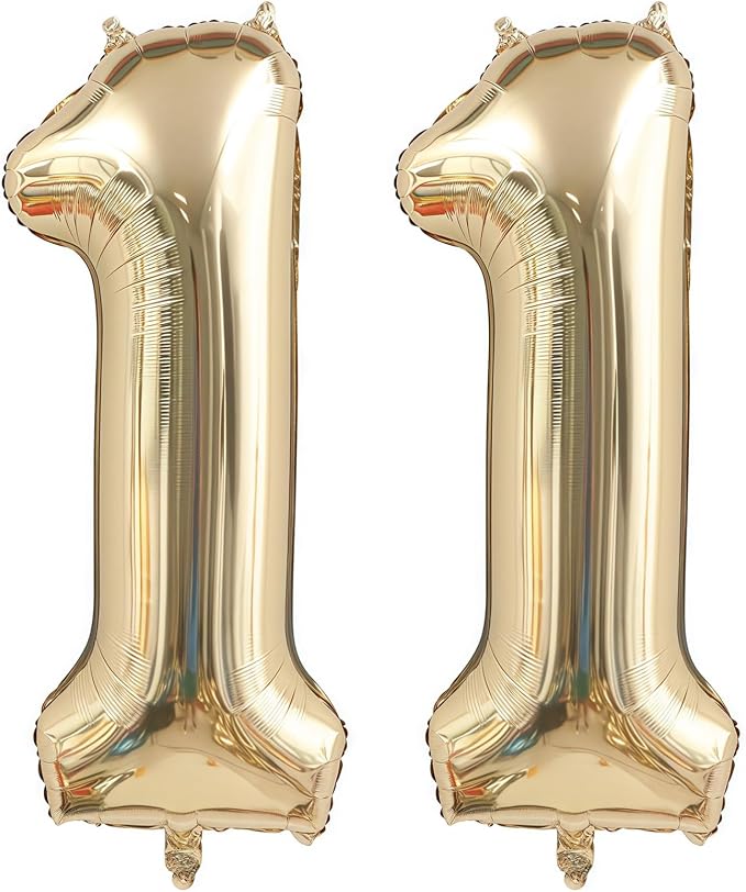 Champagne Gold 11 Balloon Number, 40 Inch Light Gold 11 Balloons Big Foil Mylar by BBPOOL