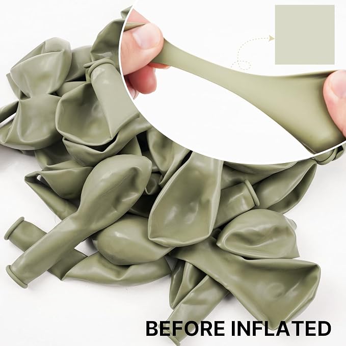PartyWoo Sage Green Balloons 50pcs Boho Dusty Olive Green Color | 12 Inch - Image 2