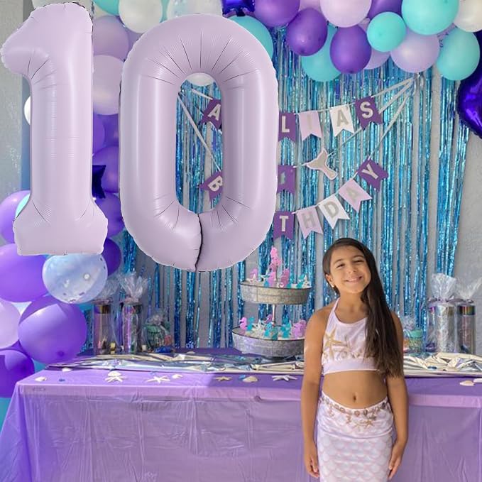 TONIFUL 40 Inch Pastel Purple Number 0 Balloon – Big Lilac Mylar Foil Number - Image 3