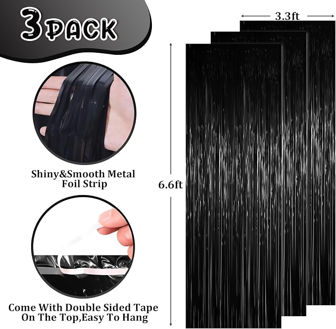 Voircoloria Foil Fringe Backdrop Curtains, Birthday Party Decorations, Baby - Image 3