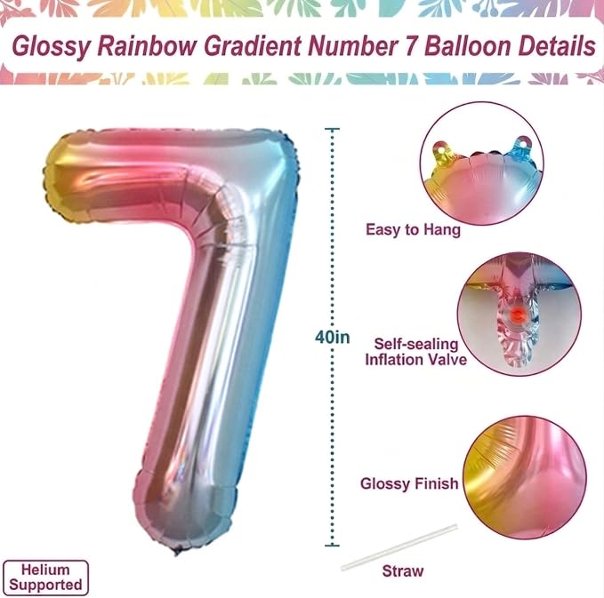 Rainbow Ombre Number 17 Balloon 40 Inch Pastel Foil Decor - Image 4