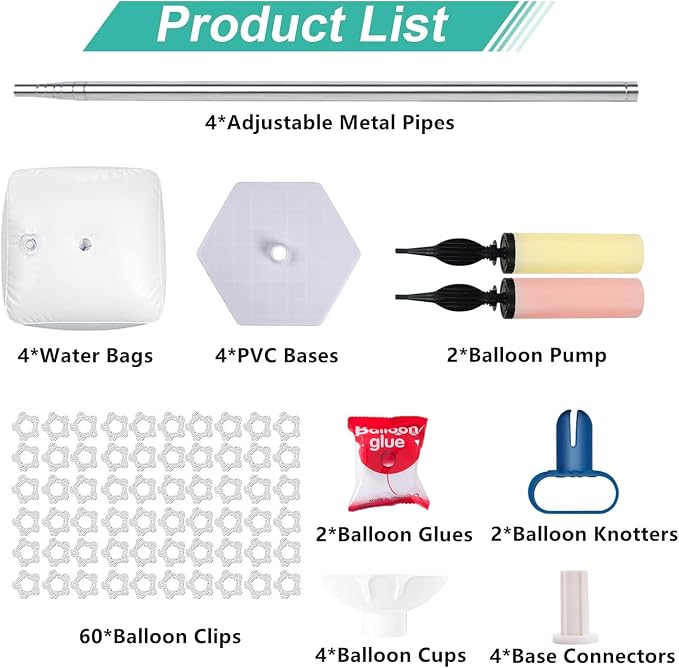 AooeDomi Metal Balloon Column Kit Set of 4, Reusable Telescopic Design - Image 4