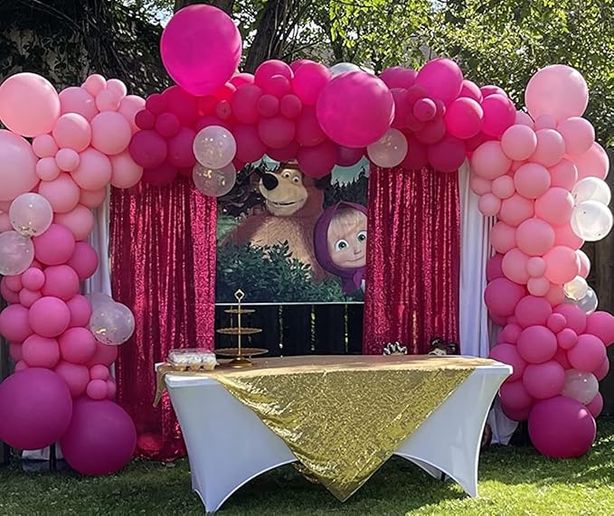 Poise3EHome Hot Pink Sequin Backdrop Curtain, 2 Panels Hot Pink Sequin Backdrop, 2FTx8FT Sequin Curtains for Party Wedding Sequence Backdrop