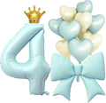 LilyZheng Pastel Blue Number 4 Foil Balloon & Bow Set, 4th Birthday Decorations by LILYZHENG