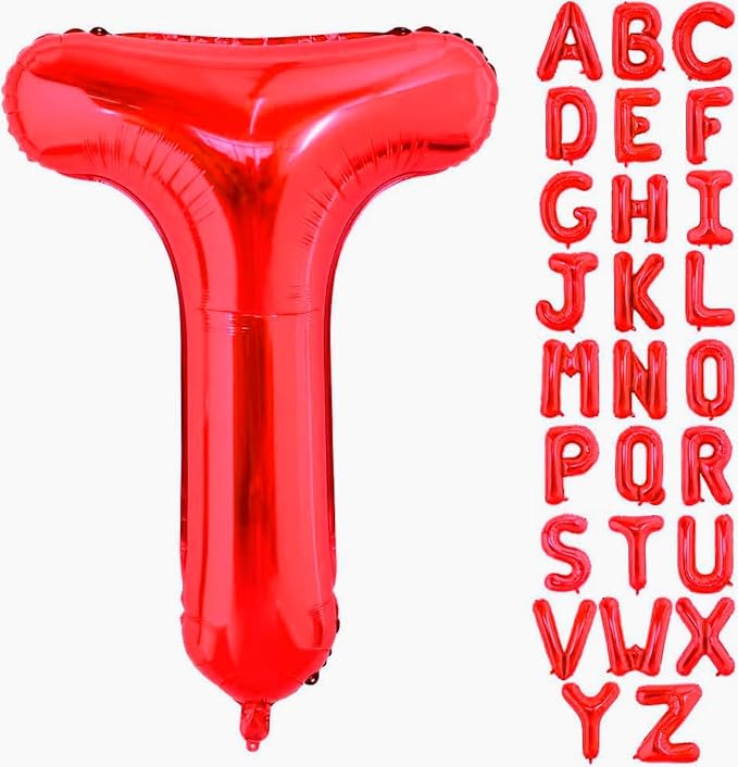 Red Letter T Balloons, T Balloon 40 Inch T Balloons Letter by BBPOOL