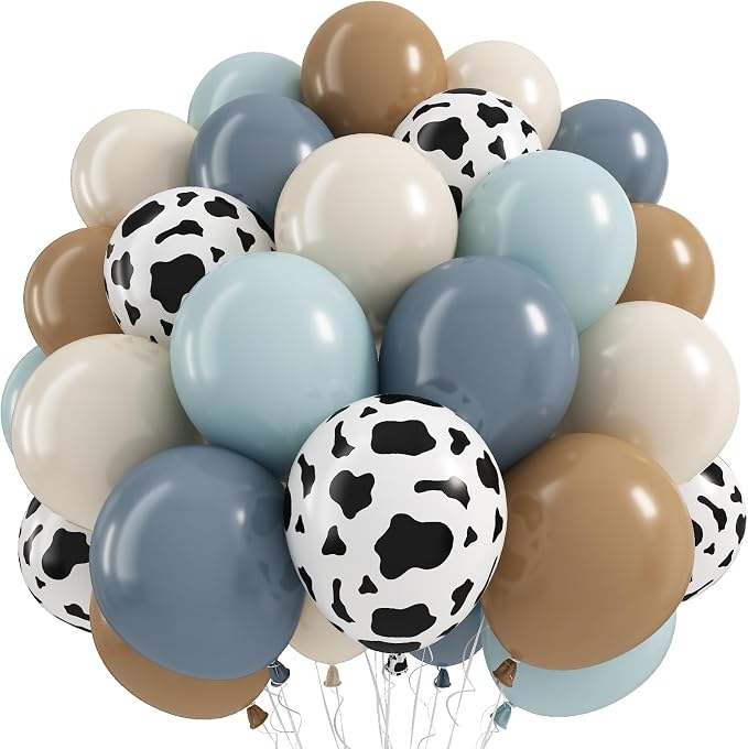 Cowboy Western Balloon, 12 Inch Dusty Blue Brown Balloon by Togvu