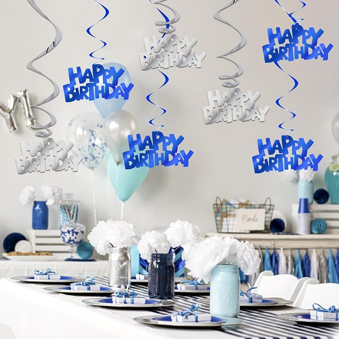 BEISHIDA 12 Pcs Happy Birthday Hanging Swirl Decorations, Men Boys Birthday - Image 4