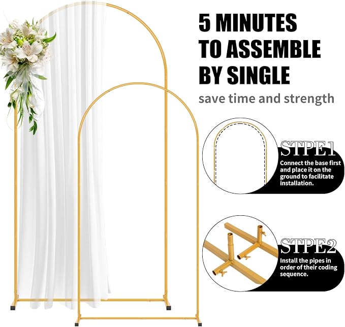 2 Pack Arch Backdrop Stand and Cover Set, Balloon Arch Stand | Metal Background - Image 3
