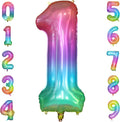40 Inch Rainbow Number Balloon 1, Large Number Foil Balloons Mylar by PatiCool