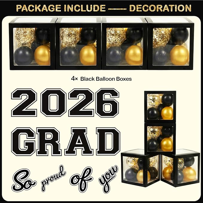 Black and Gold Graduation Decorations Class of 2026 - Image 4