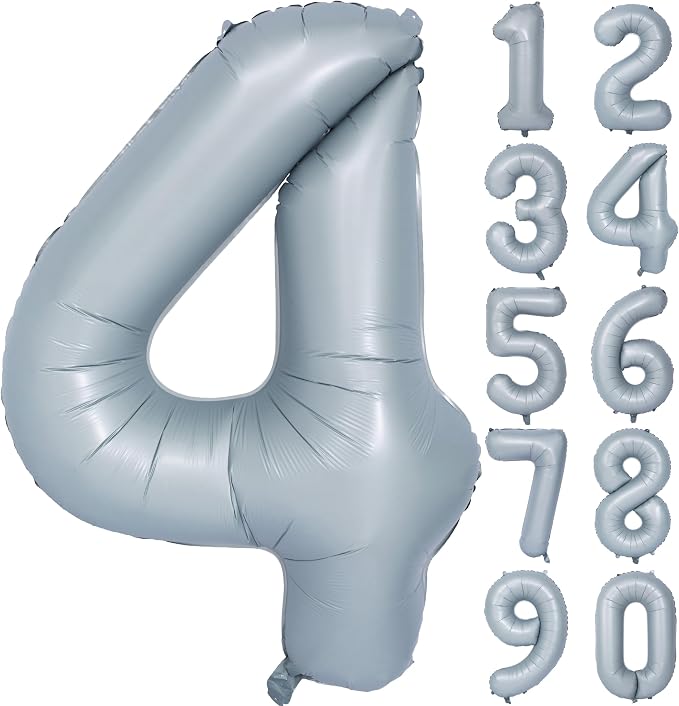 40 In Matte Gray Number 4 Balloons Helium Foil Mylar Balloon Digit 4 | by Exquisitehighqualitypartydecorationstomeetyoureveryneed%EF%BC%81