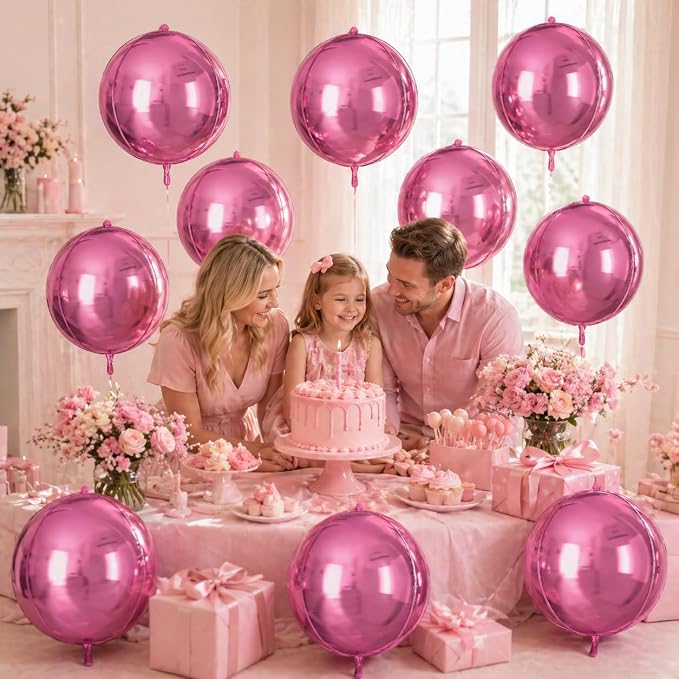 Pink Round Foil Balloons 9 pcs - Image 7