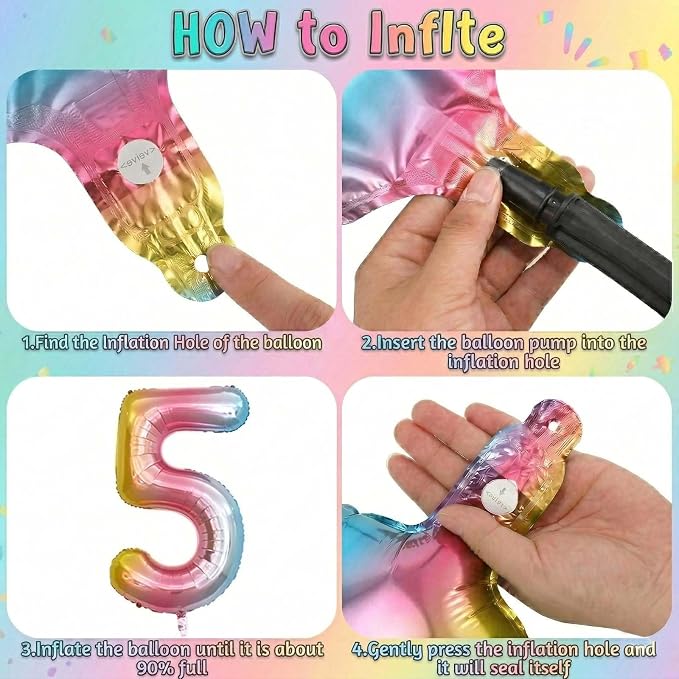 Rainbow Ombre Number 15 Balloon 40 Inch, Pastel Foil Decor - Image 5