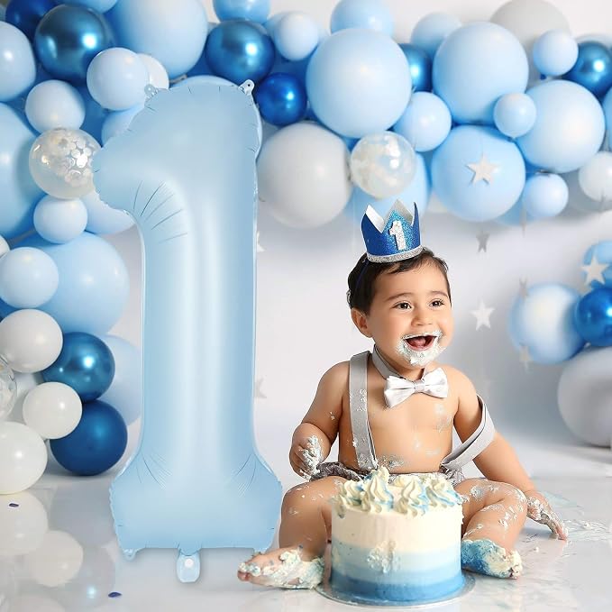 Light Blue Number 1 Balloon, 40 Inch Big Large Foil Number Balloons, Giant - Image 4