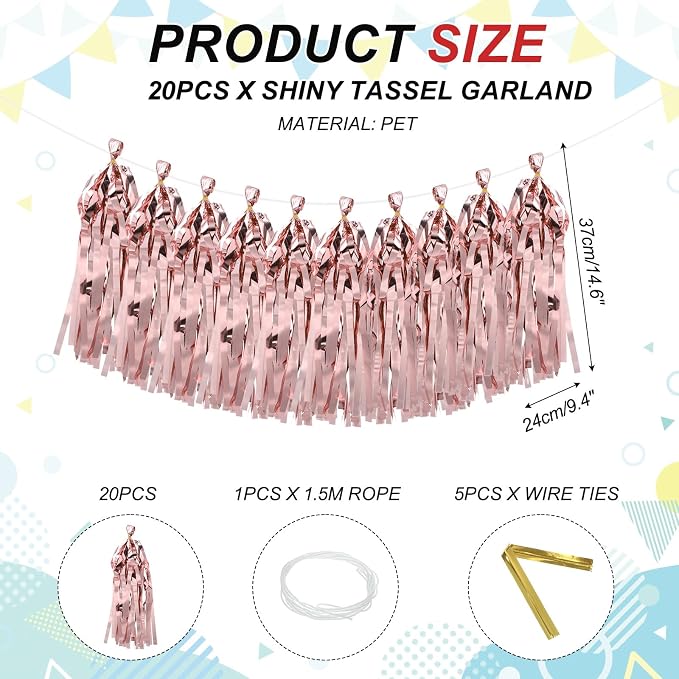 MECCANIXITY 20Pcs Shiny Tassel Garland Banner Tissue Paper - Image 2