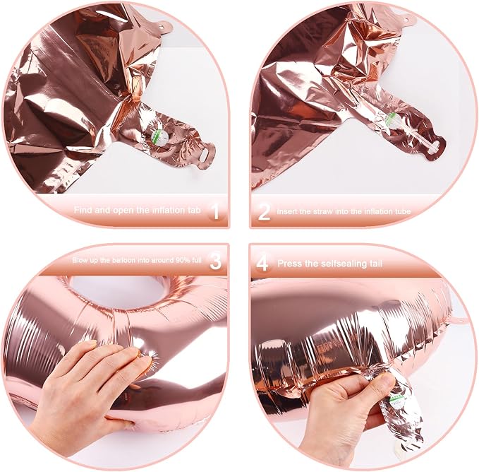 Big 40 Inch Rose Gold 2 Number Balloon Birthday Decoration, Rose Gold Number 2 - Image 3