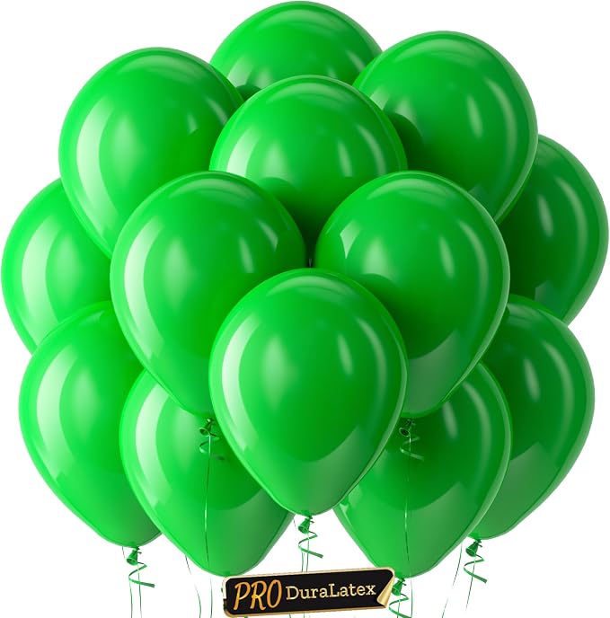 Pro Duralatex Green Extra-Thick Balloons 100 Pack 12 inch | Light Green Balloons by Bezente
