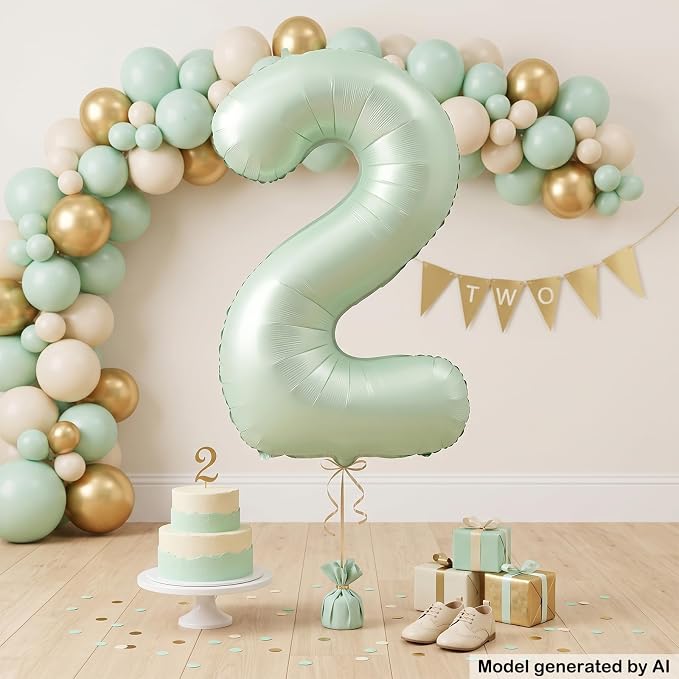 40 Inch Olive Green Number 2 Foil Balloon - Image 5
