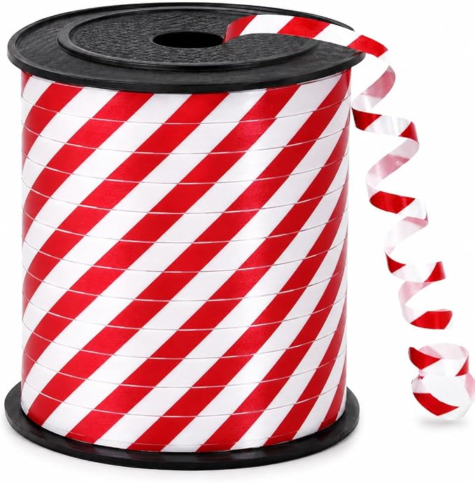 BEISHIDA 250 Yards Red and White Curling Ribbon Balloon String, Balloon Ribbon by Beishida