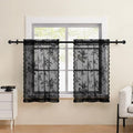SEEKRIGHT Black Lace Cafe Curtains 36 Inch Length Rod Pocket Privacy Sheer by SEEKRIGHTHomeDecor